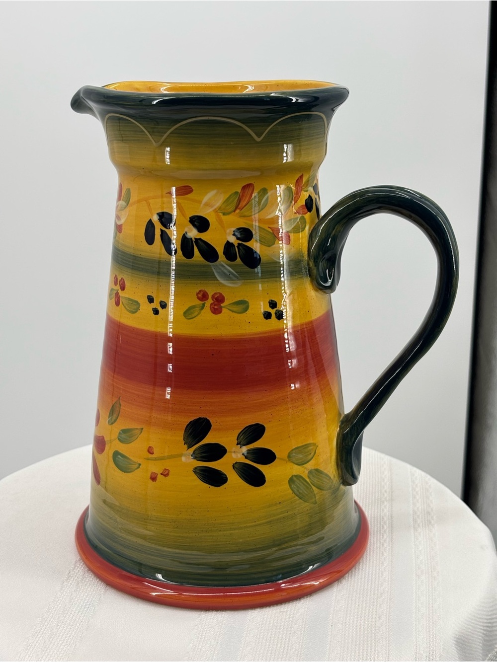 Corsica La Province Large Pitcher Tuscan Style Hand Painted In Vibrant Colors